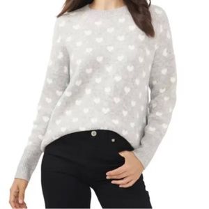 Vince Camuto Ladies Valentine Gray with Hearts Sweater Size XL NEW